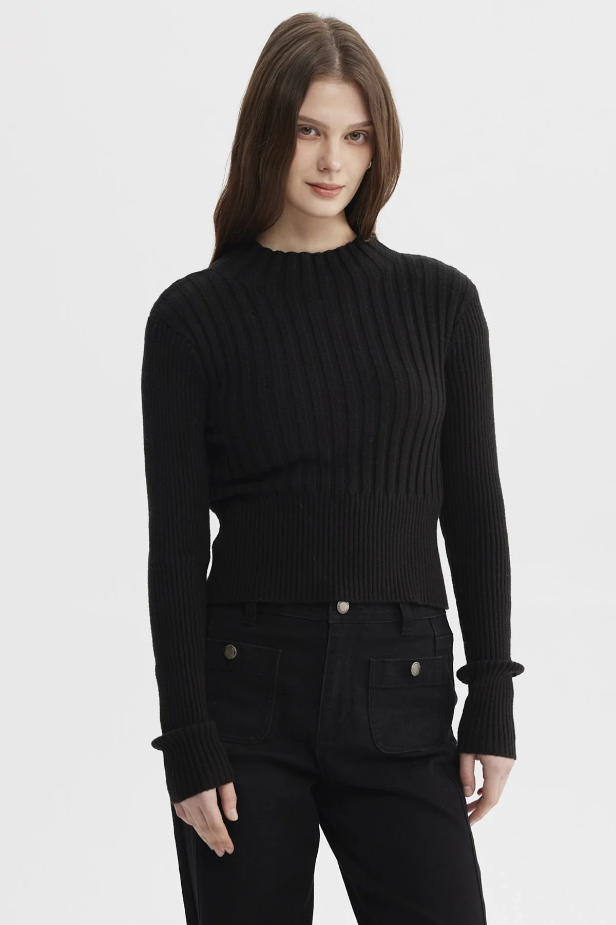 Sweater Mujer Slim Tejido Negro
