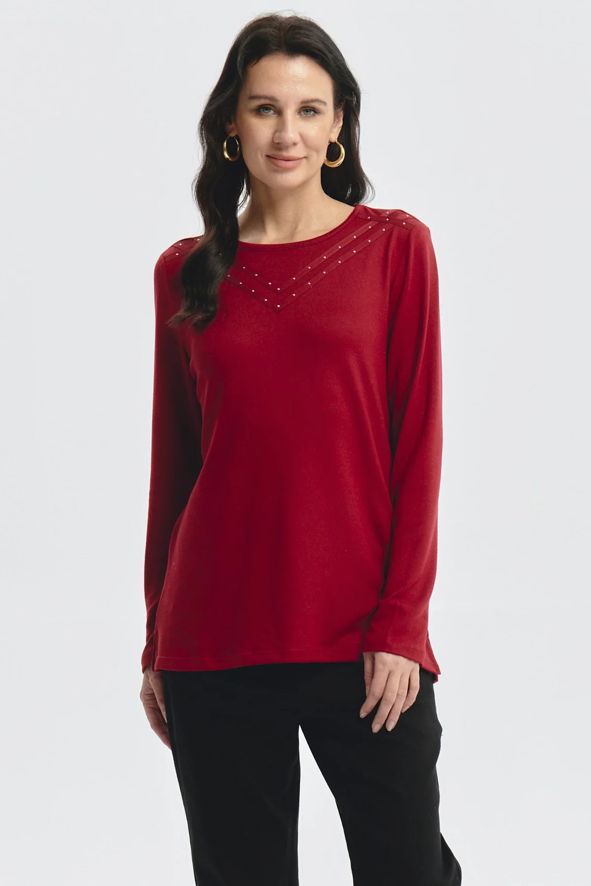 Sweater Mujer Strass Rojo