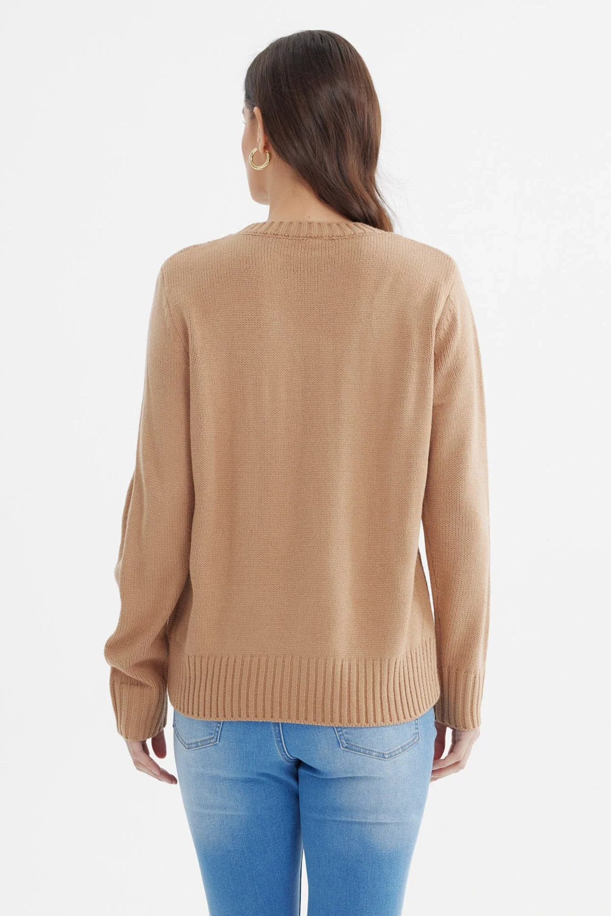 Sweater Mujer Tranzado Beige Oscuro - Image 3