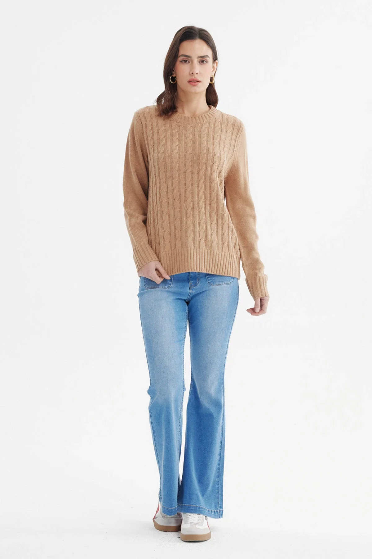 Sweater Mujer Tranzado Beige Oscuro - Image 4