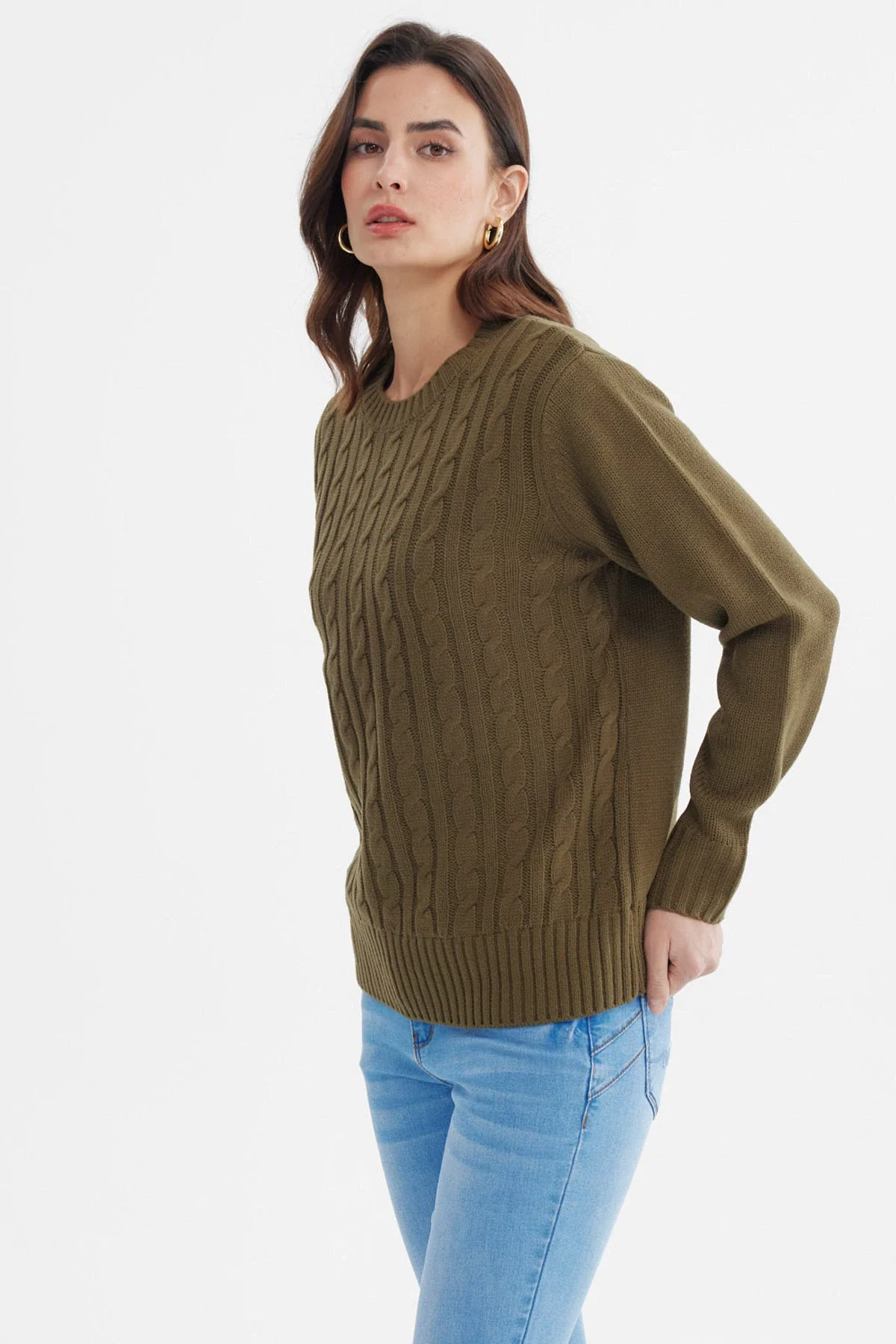 Sweater Mujer Tranzado Verde Musgo - Image 2