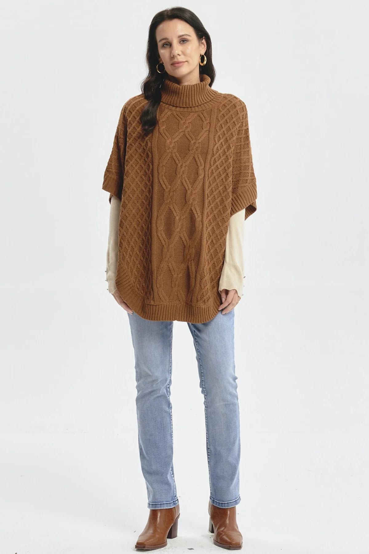 Sweater Mujer Trenzado Camel - Image 4