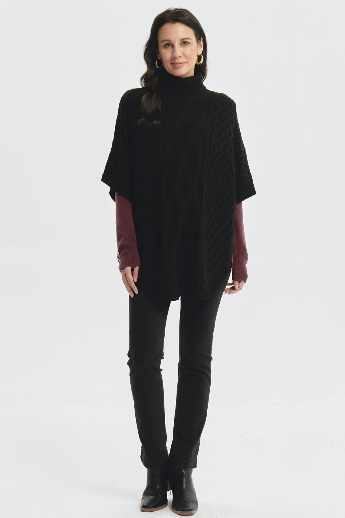 Sweater Mujer Trenzado Negro - Image 4