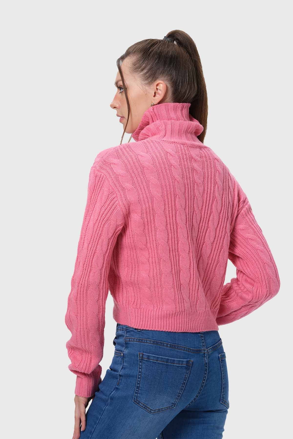 Sweater Mujer Trenzado Rosado - Image 3
