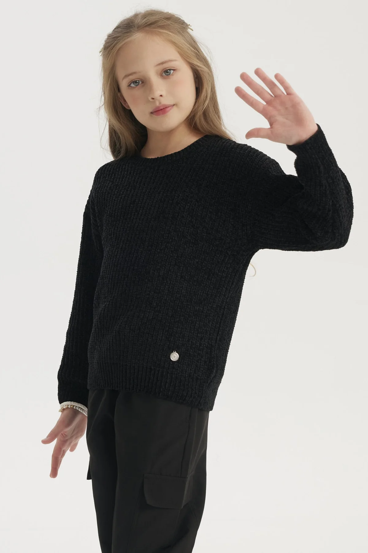 Sweater Niña Chenille Negro