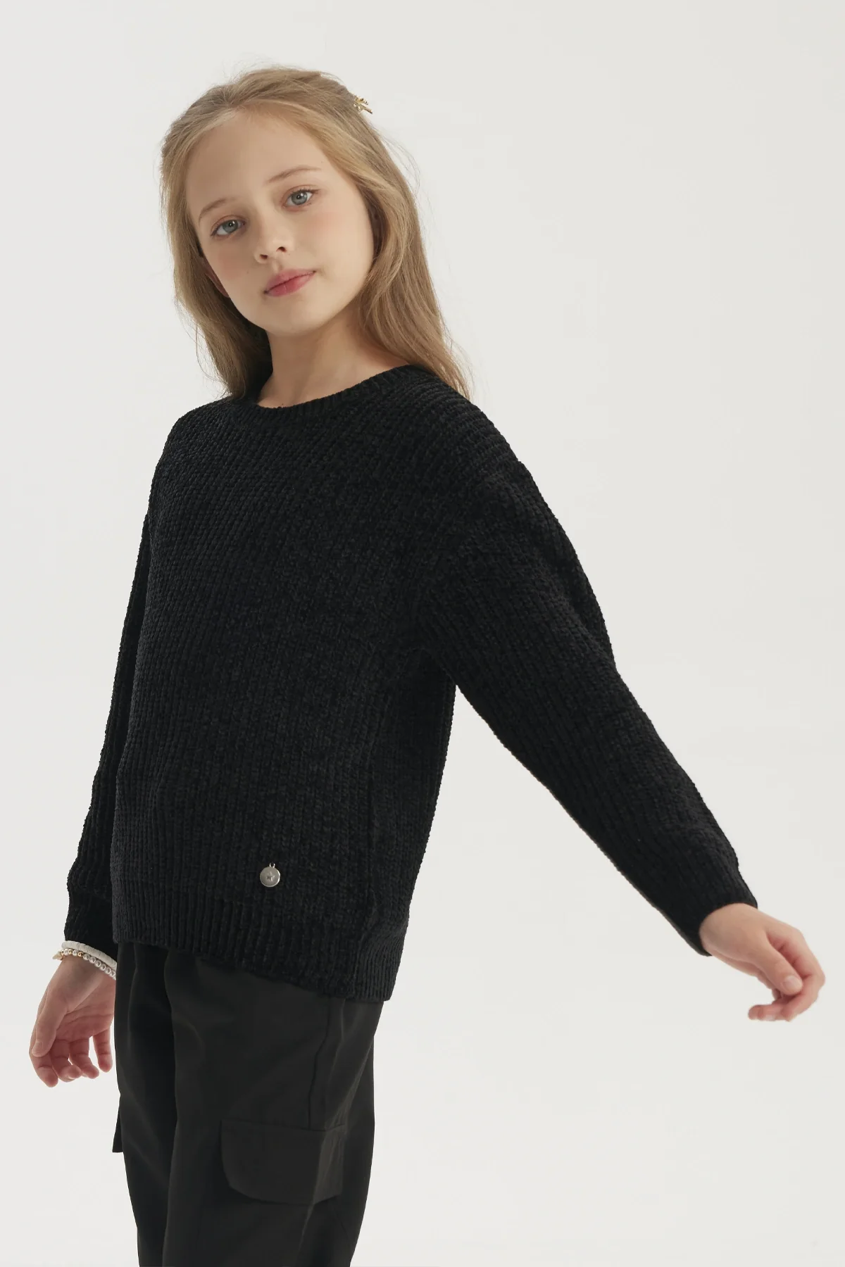 Sweater Niña Chenille Negro - Image 2
