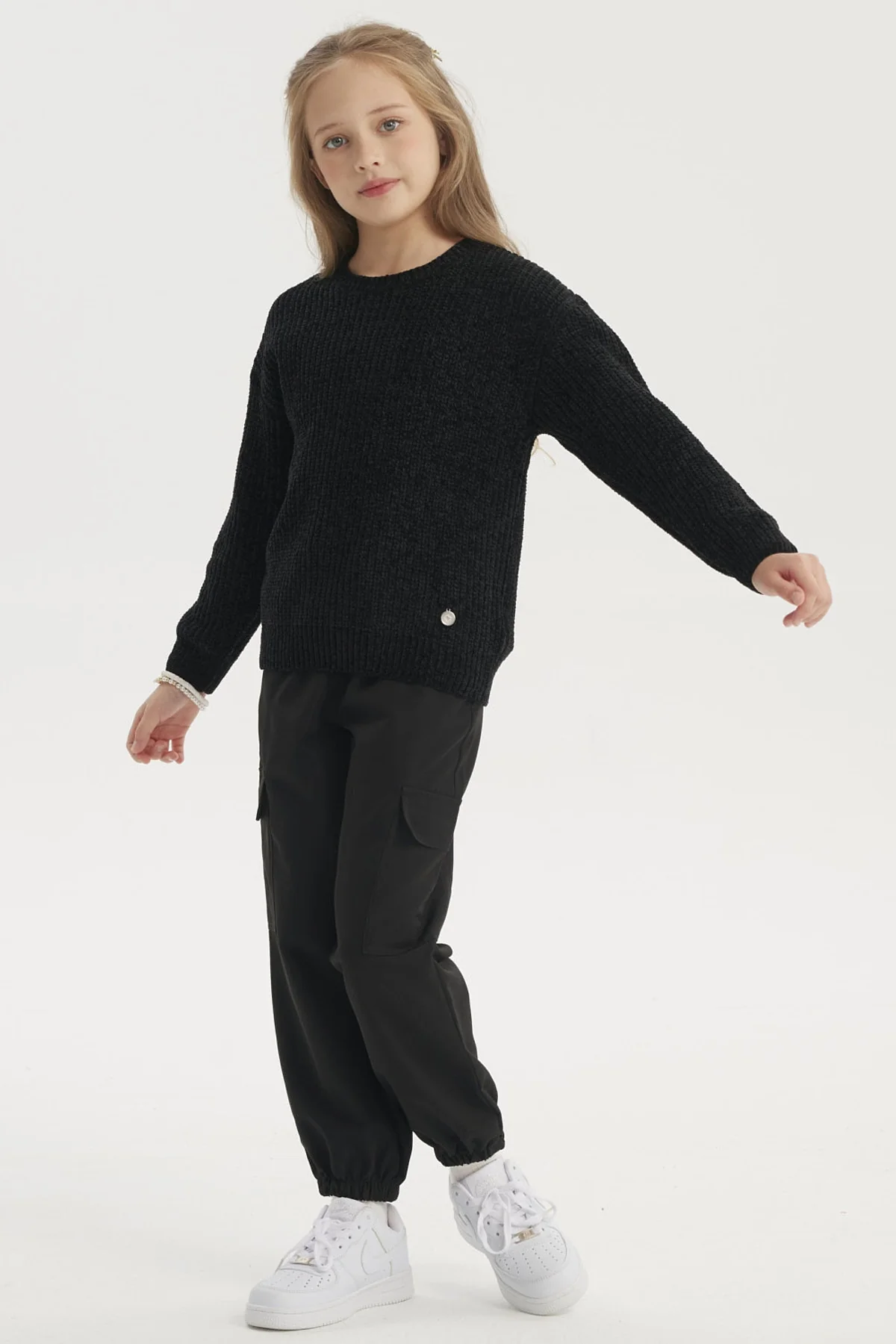 Sweater Niña Chenille Negro - Image 4