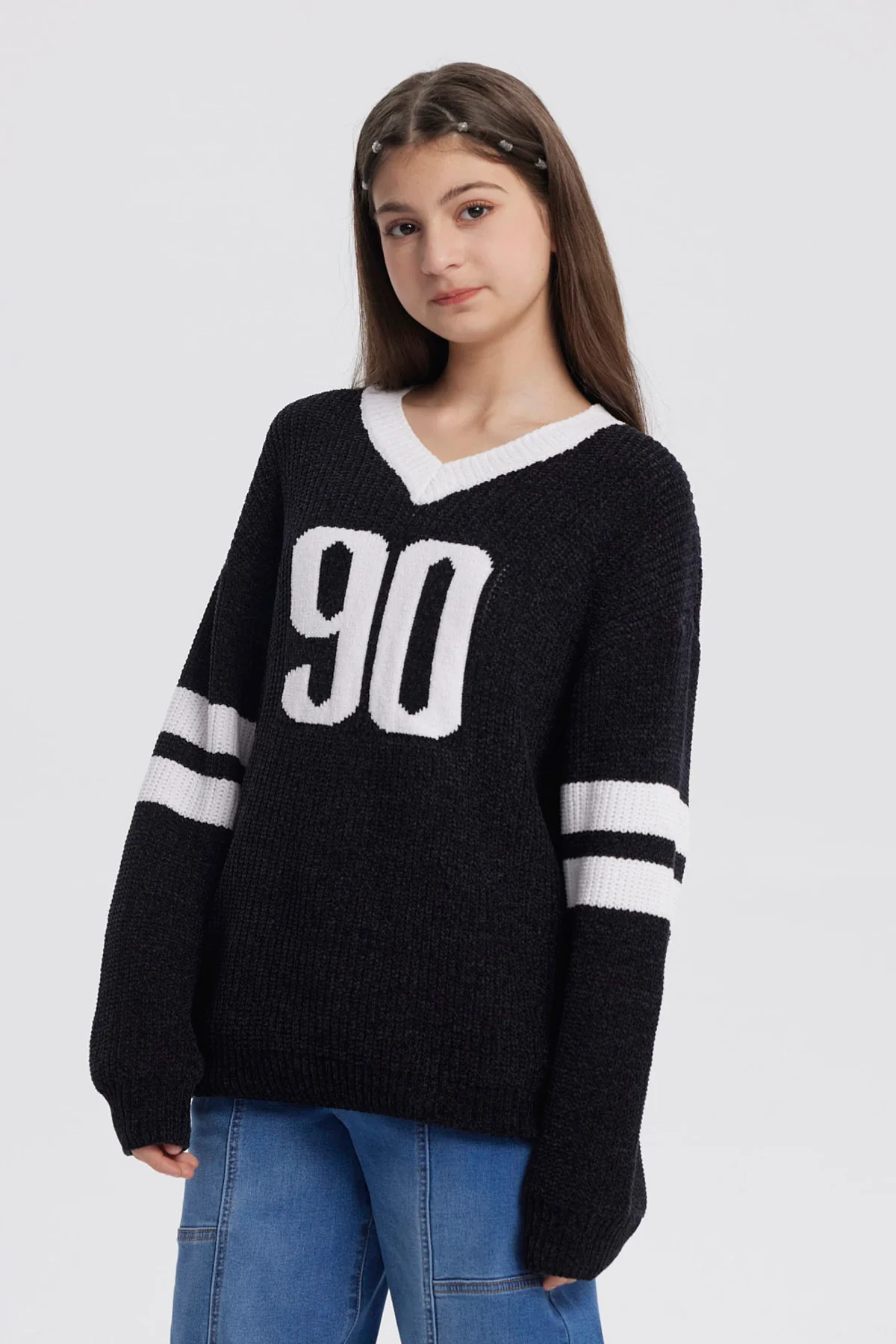 Sweater Niña Oversize Negro - Image 2