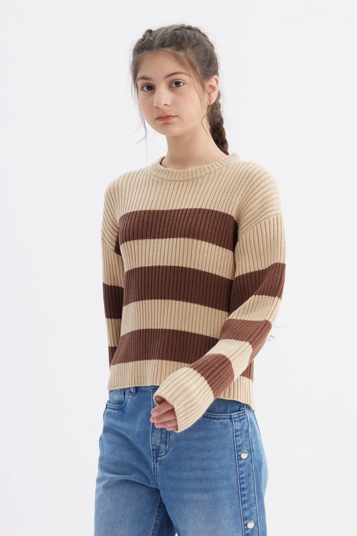 Sweater Niña Slim Café - Image 2