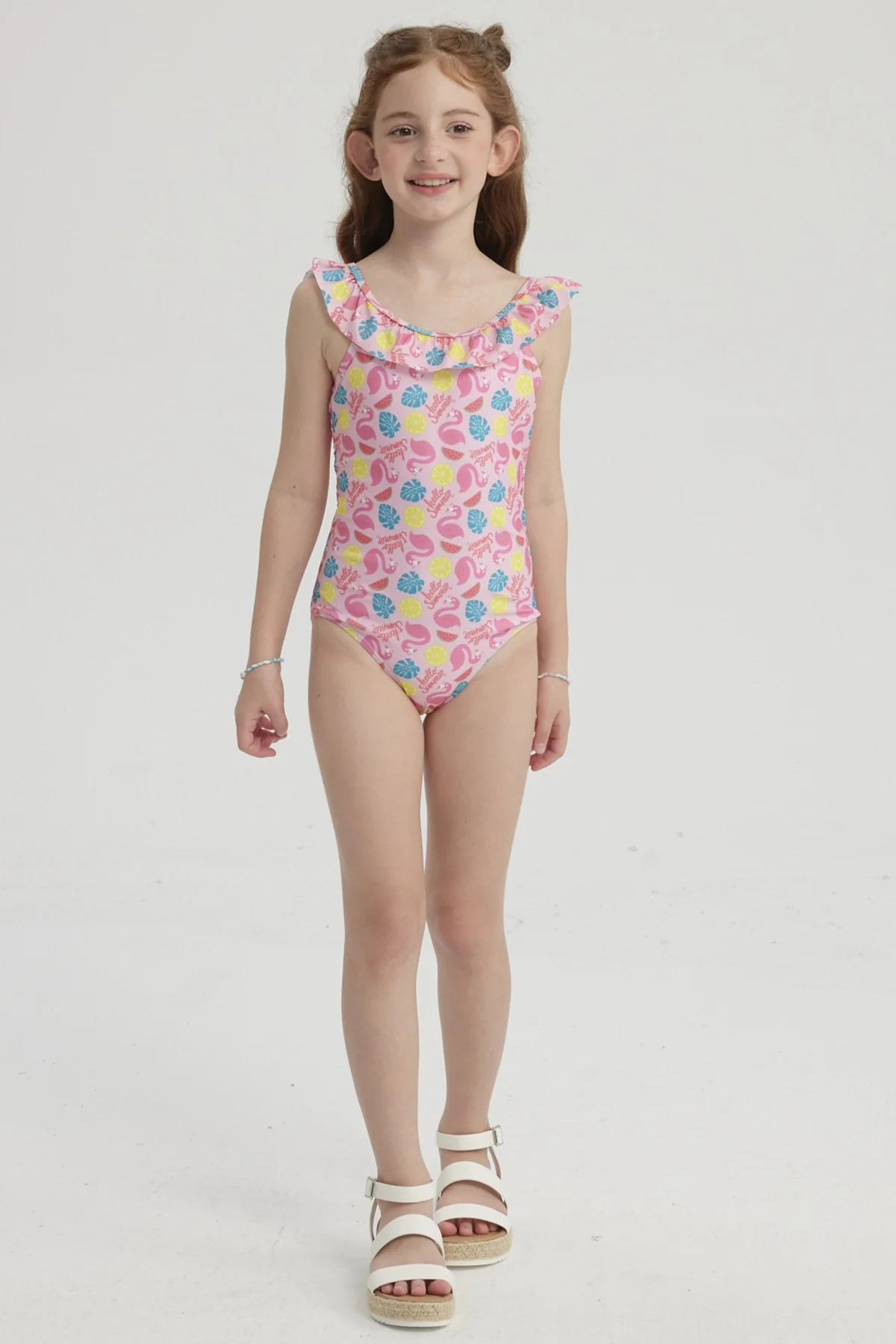 Traje de Baño Niña Básico Rosado - Image 4