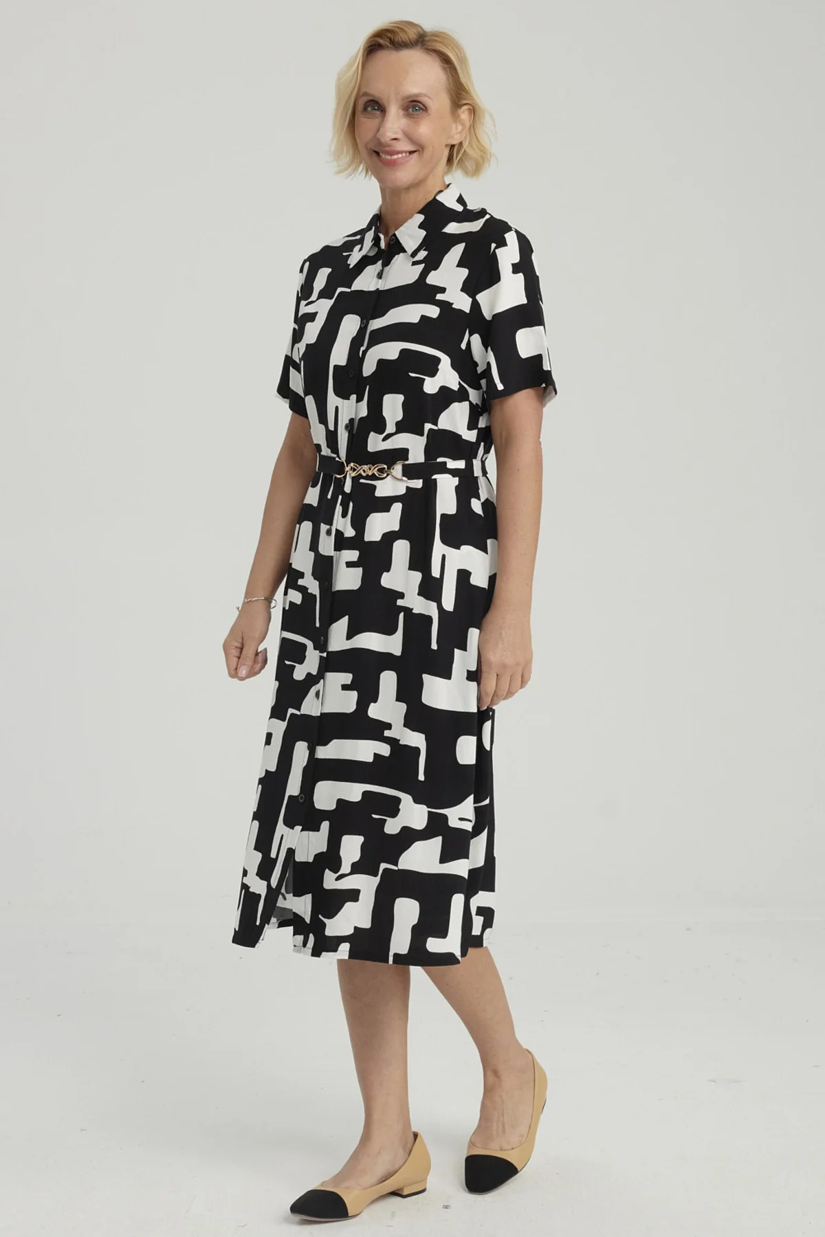 Vestido Mujer Abotonado Negro - Image 4