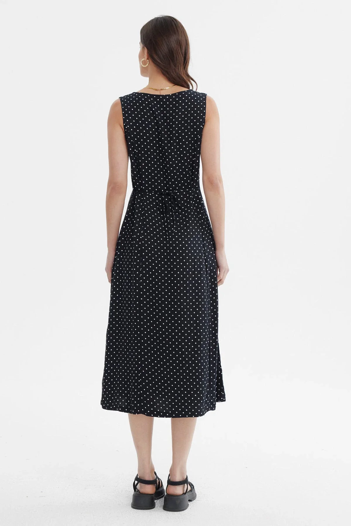 Vestido Mujer Ajustable Botones Negro / Blanco - Image 3