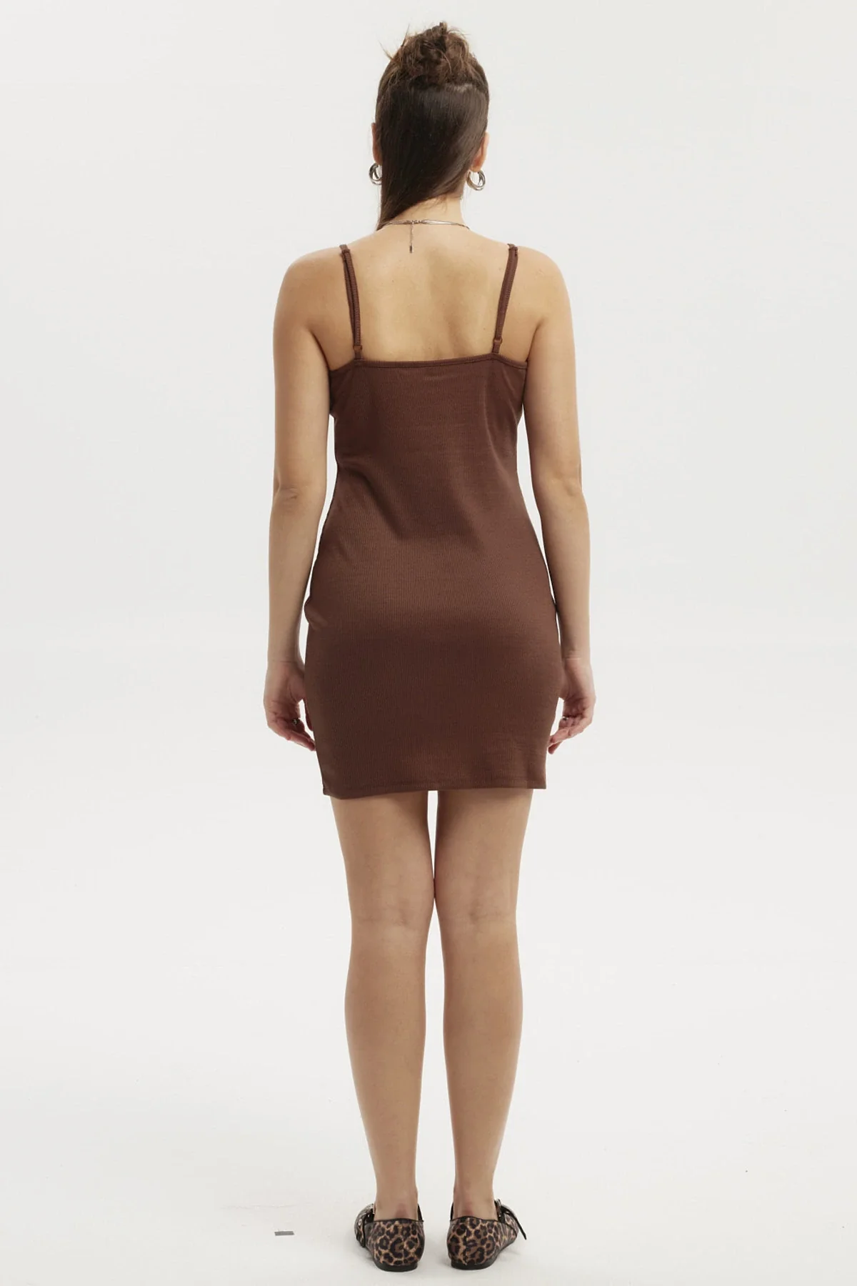 Vestido Mujer Corto Pabilo Café - Image 3