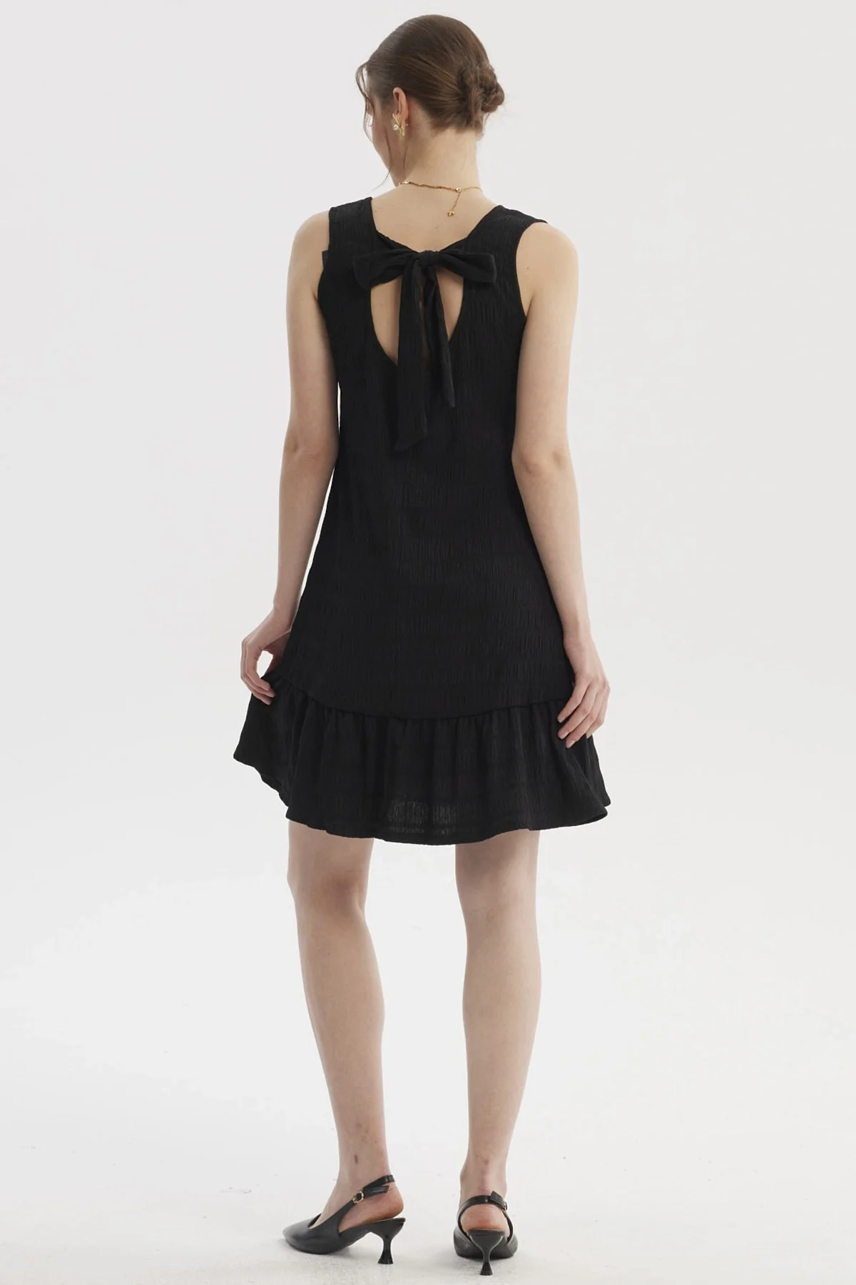Vestido Mujer Corto Texturizado Negro - Image 3