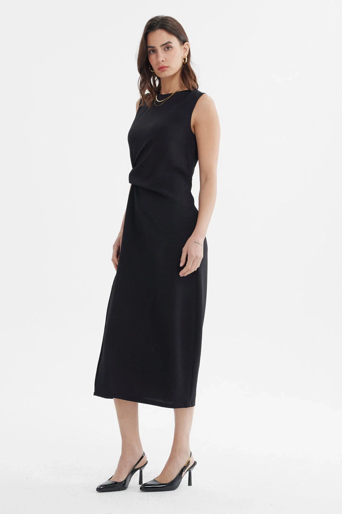 Vestido Mujer Falda Midi Negro - Image 4