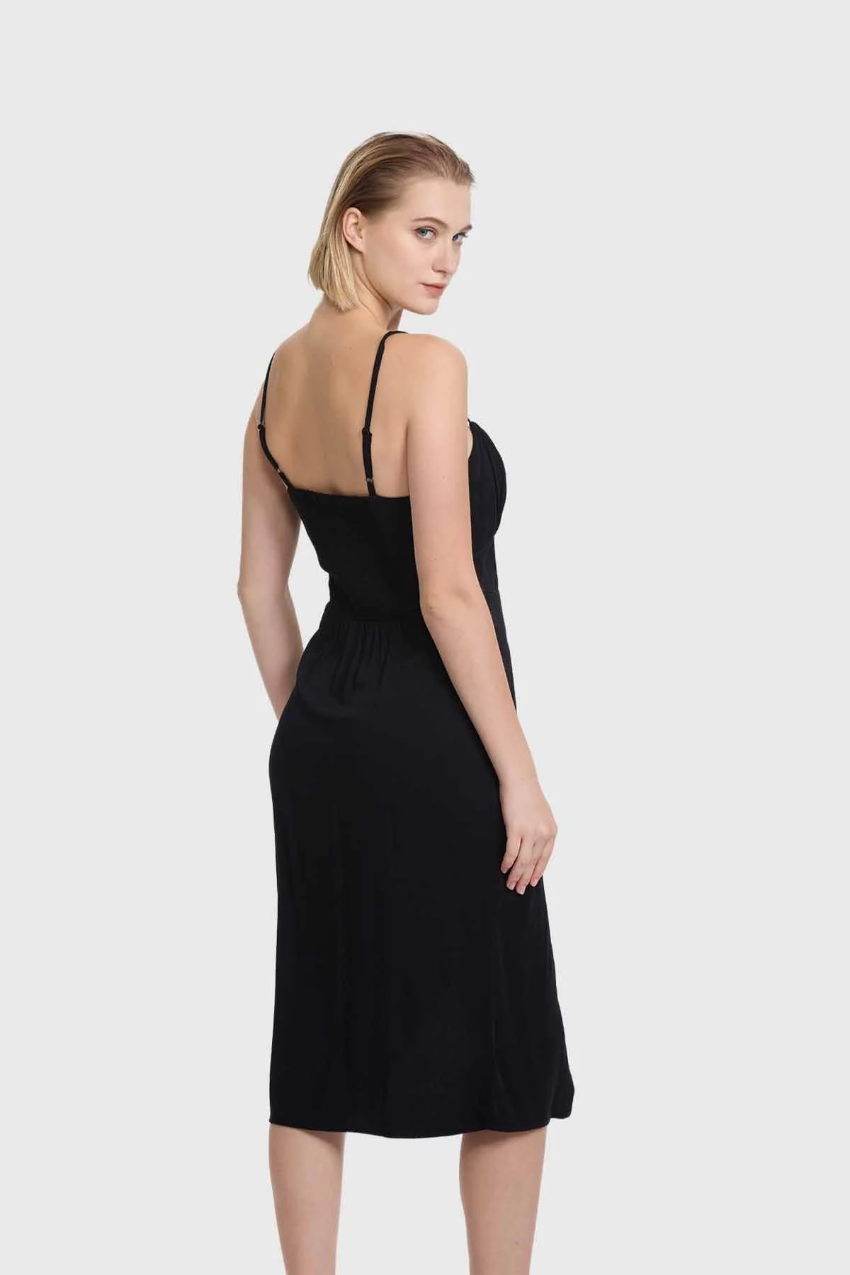 Vestido Mujer Largo Escote Negro - Image 3