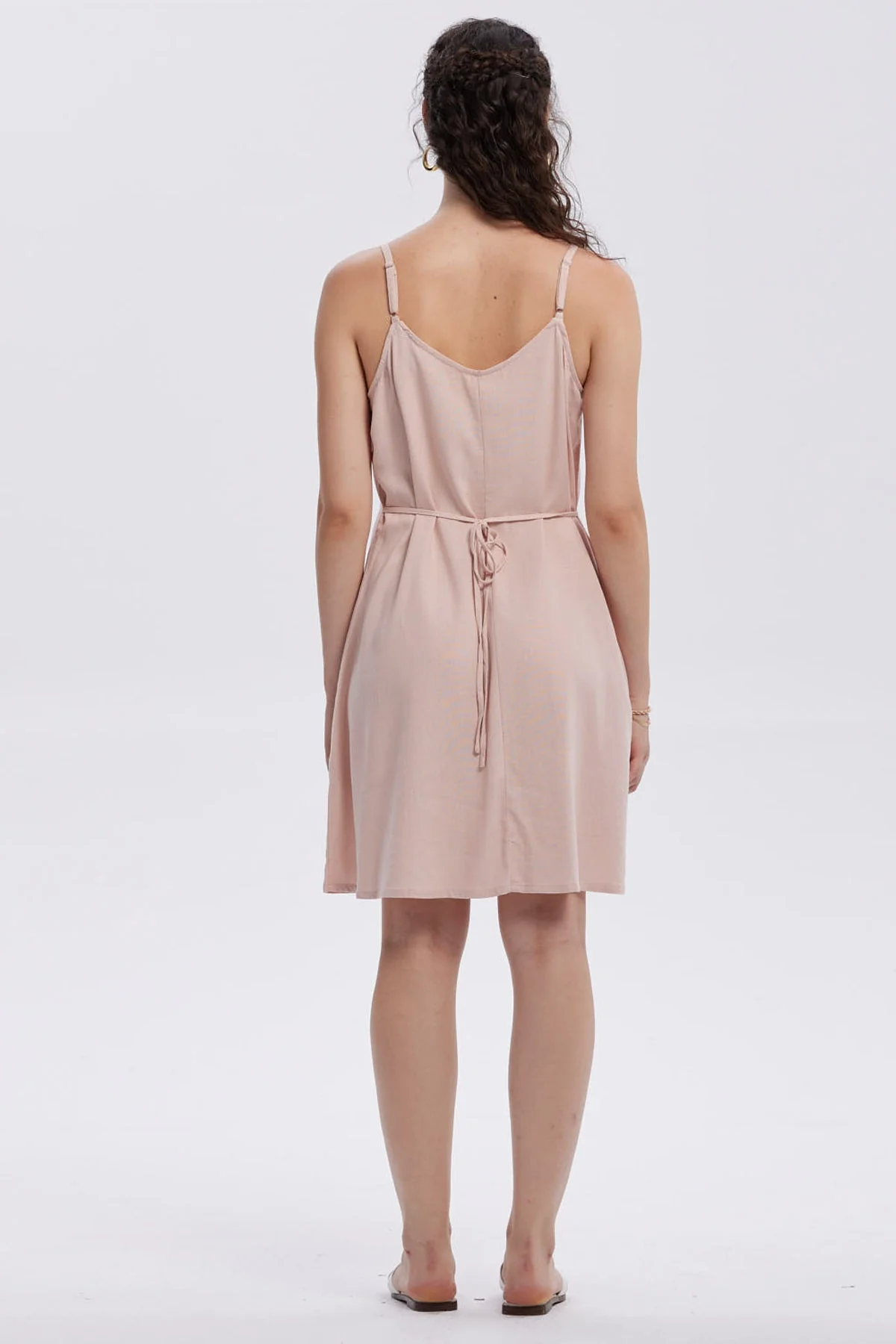 Vestido Mujer Lino Corto Palo Rosa - Image 3