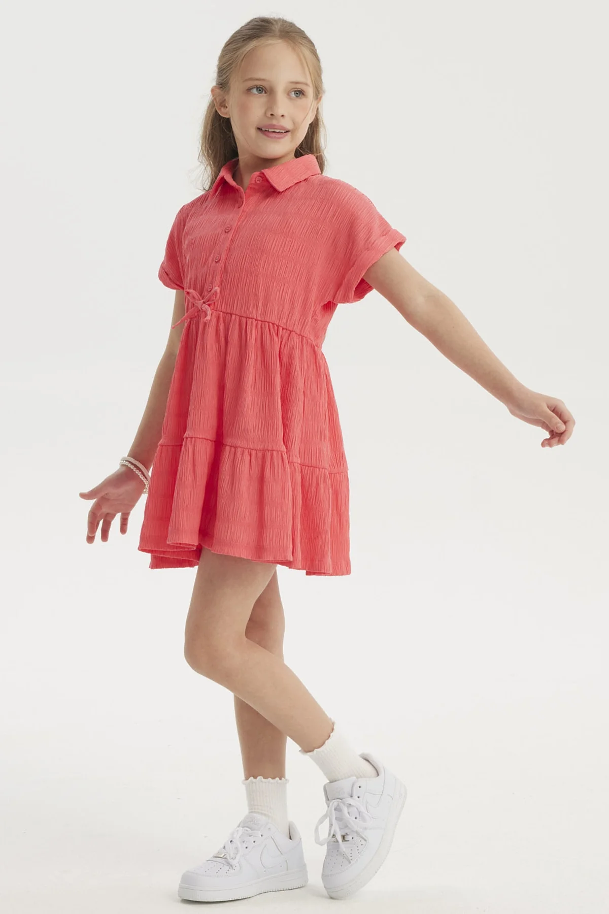 Vestido Niña Con Cuello Fucsia - Image 3