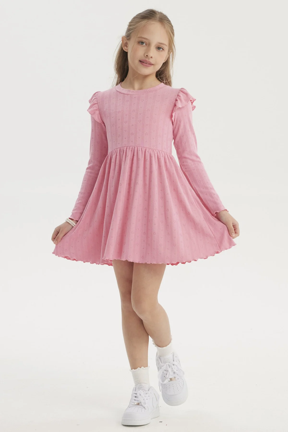 Vestido Niña Con Vuelos Rosado